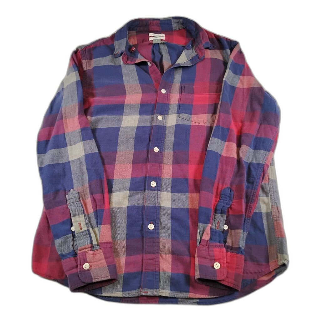 Old Navy Men's Slim Fit Flannel Button Down Top Size Small Red Blue